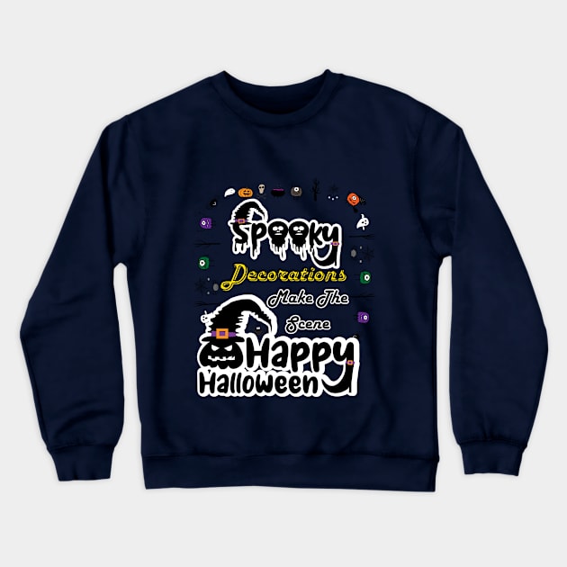 Halloween Magic: Spooky Decorations Delight Crewneck Sweatshirt by DaShirtXpert